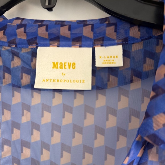 Maeve sheer ruched button down blouse - Picture 3 of 4